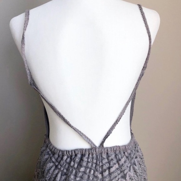 Lulus Beneath the Garden Arbor Grey Lace Maxi Sz L - Picture 4 of 6
